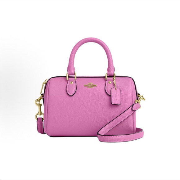 NWT！COACH MINI ROWAN CROSSBODY BAG（COACH CV404）GOLD/FUCHSIA